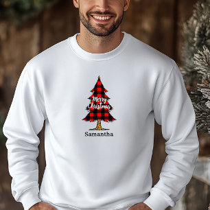 Moletom Conjunto de Capuz de Natal com Xadrez de Árvore de