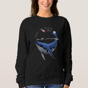 Moletom Conservação do Oceano Salve Nossos Oceanos Azul W