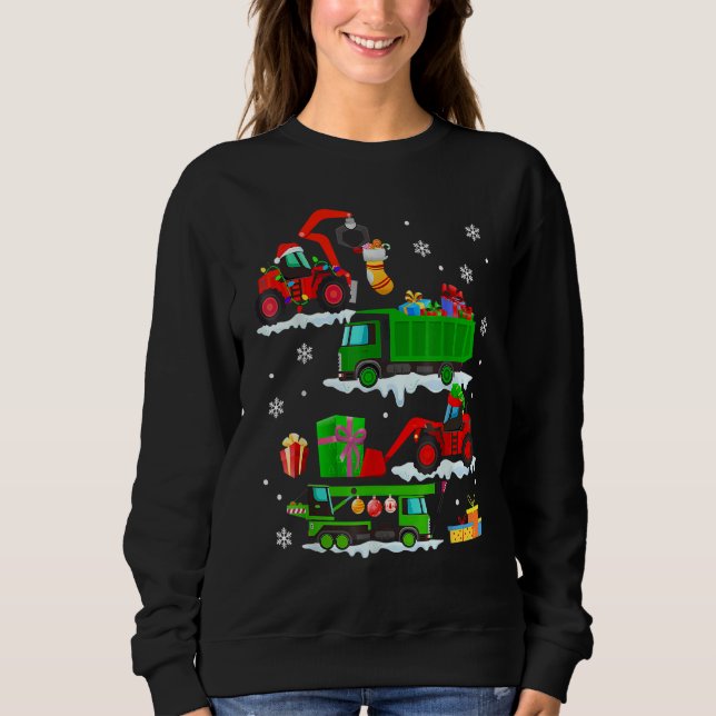Moletom Construction Vehicle Christmas Red Trucks Winter B (Frente)