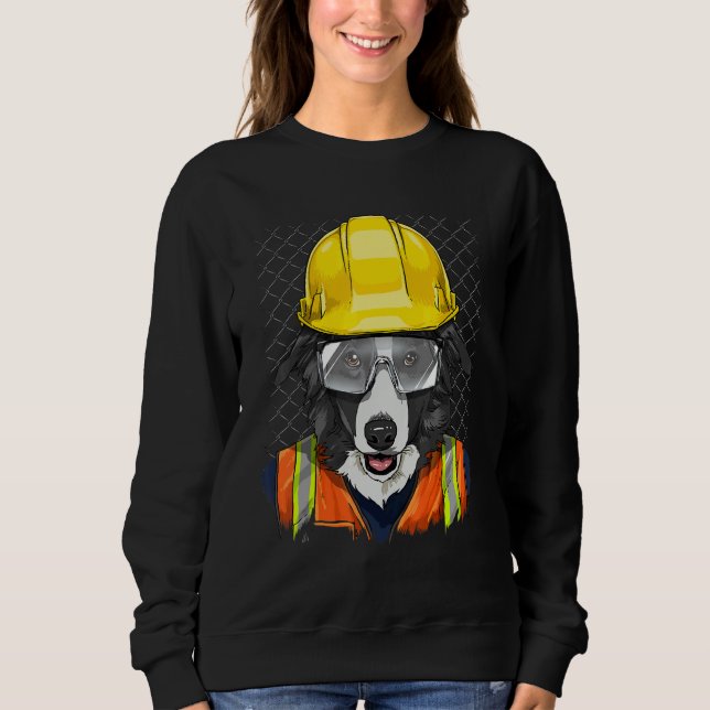 Moletom Construction Worker Border Collie Laborer Puppy Do (Frente)