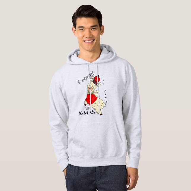 Moletom Conto os dias até o X-MAS Llama Hoodie (Frente Completa)