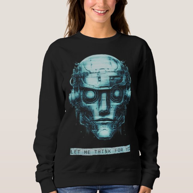 Moletom Controle da mente Cyberpunk Robot Blue Grunge (Frente)