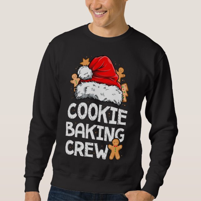 Moletom Cookie Baking Crew Papais noeis Família Gingerbr (Frente)
