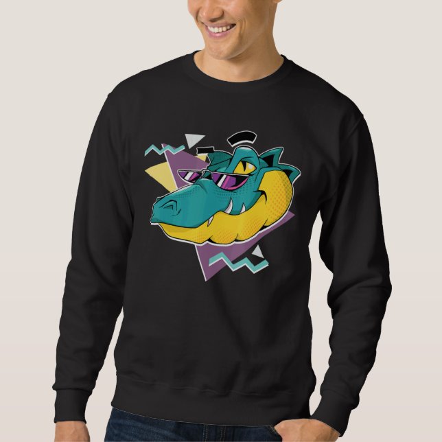 Moletom Cool Alligator With Sunglasses 70s & 80s Retro Vin (Frente)