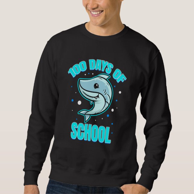 Moletom Cool And Smart Shark For 100 Days Of School (Frente)