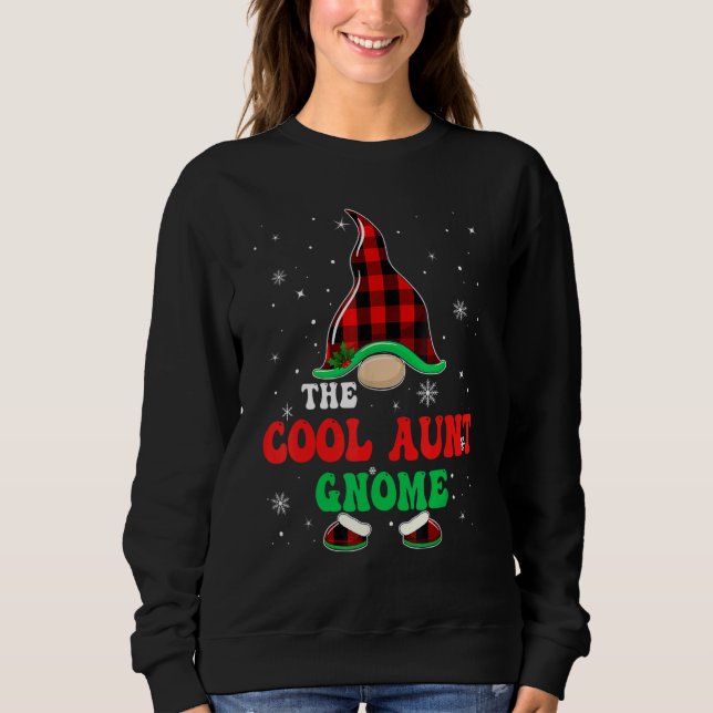 Moletom Cool Aunt Gnome Buffalo Plaid Matching Christmas G (Frente)