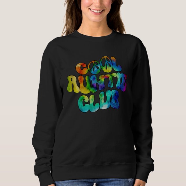Moletom Cool Auntie Club Retro Tie Dye Groovy (Frente)