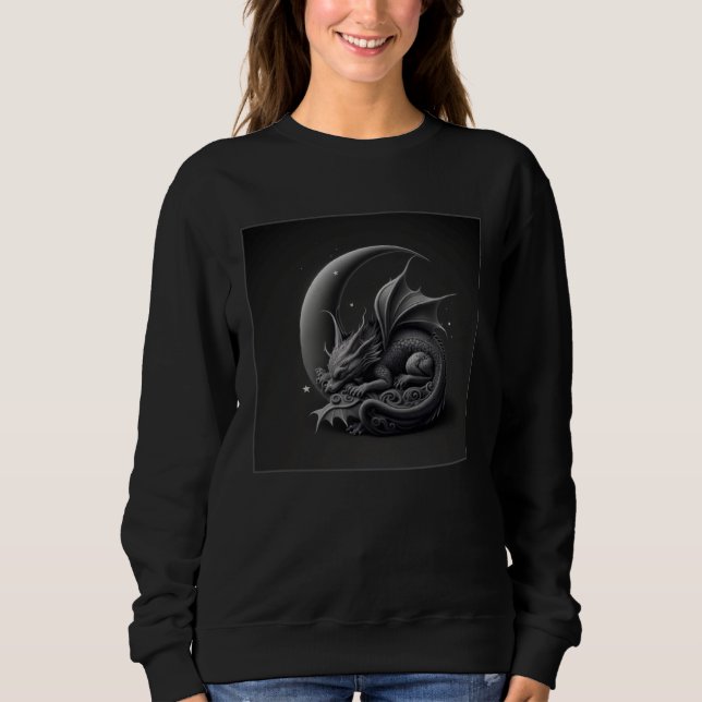 Moletom Cool Baby Dragon Illustration Night Moon Women Men (Frente)