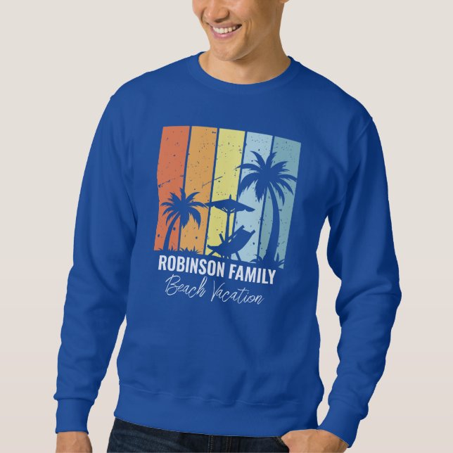 Moletom Cool Blue Beach Customized Family Trip (Frente)