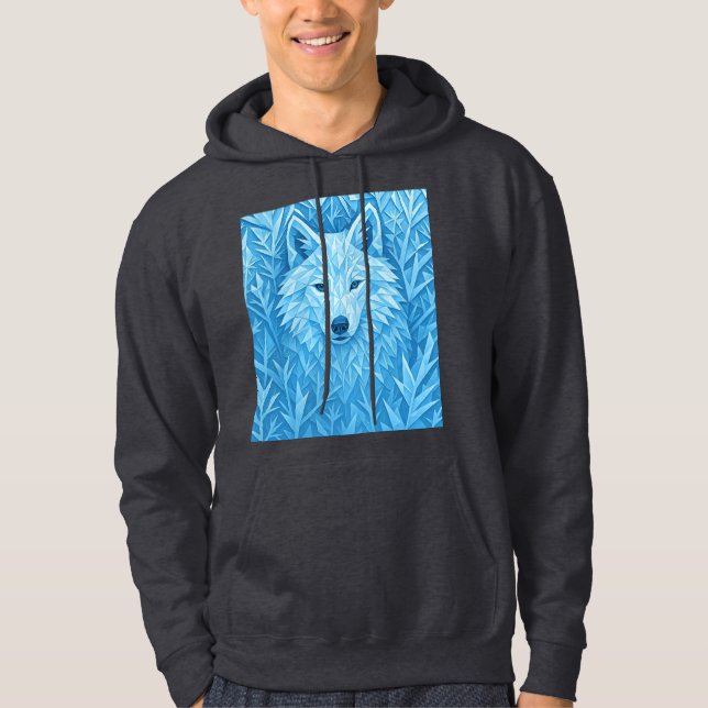 Moletom Cool Blue Geometric Wolf Low Poly Abstract Premium (Frente)