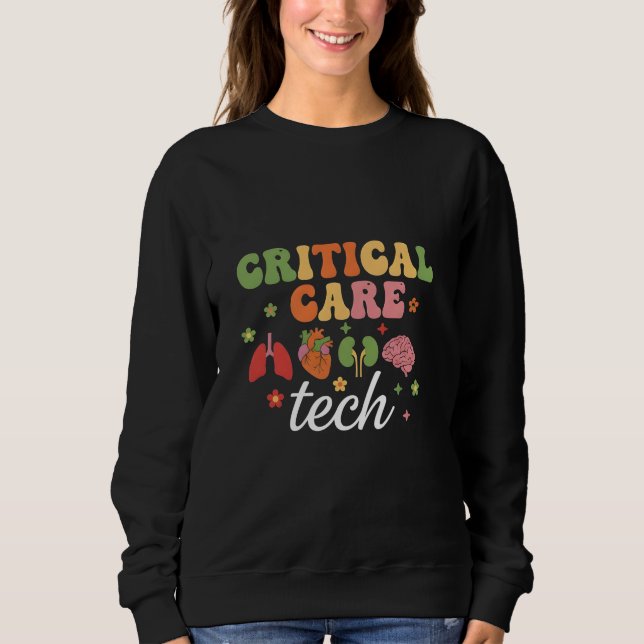 Moletom Cool Critical Care Tech Groovy Monitoring Nurse (Frente)