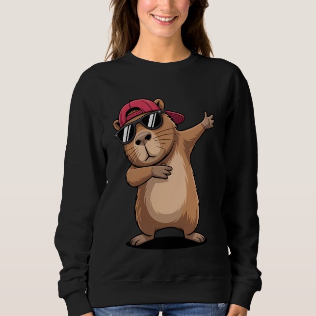 Moletom Cool Dabbing Capybara Cartoon Animal Design (Frente)