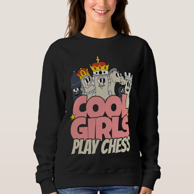 Moletom Cool girls play chess   chess saying chess player (Frente)