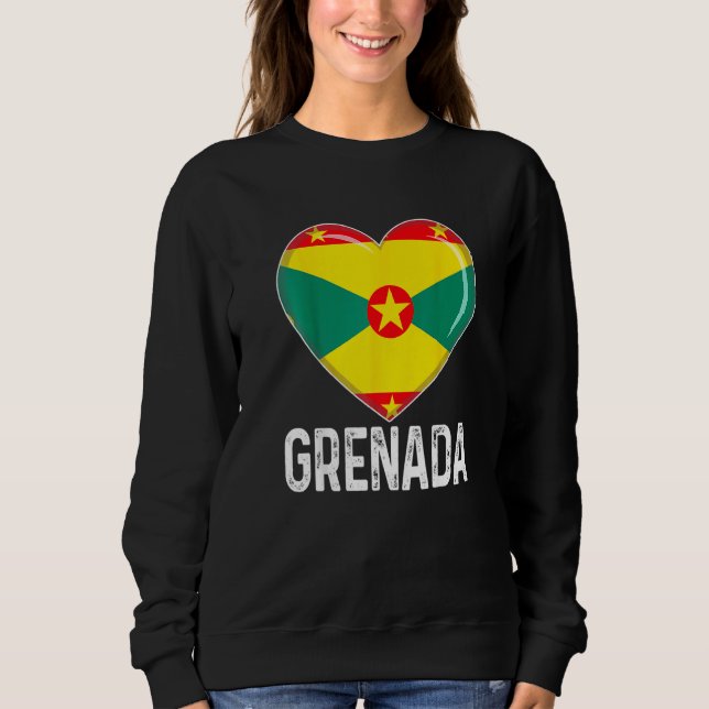 Moletom Cool Heart Grenada Flag Men Women Kid Patriotic   (Frente)