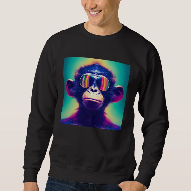 Moletom Cool Hipster Colorful Monkey Illustration Graphic  (Frente)