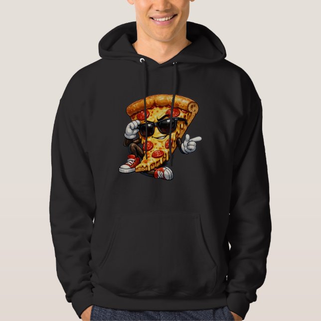 Moletom Cool Pizza Slice Mascot with Sunglasses Art (Frente)