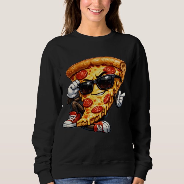 Moletom Cool Pizza Slice Mascot with Sunglasses Art (Frente)