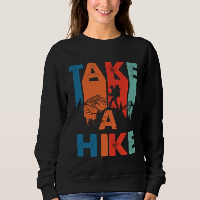 Moletom Cool Retro Take A Hike Mountain Climber Hiking Tra (Frente)