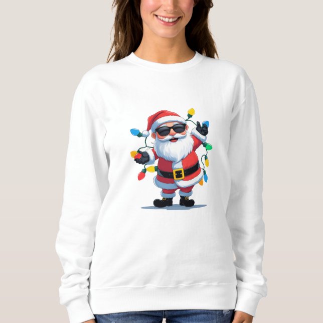 Moletom Cool Santa with Christmas Lights – Modern Festive  (Frente)