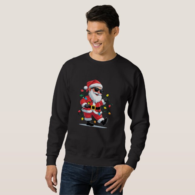 Moletom Cool Santa with Christmas Lights – Modern Festive  (Frente Completa)