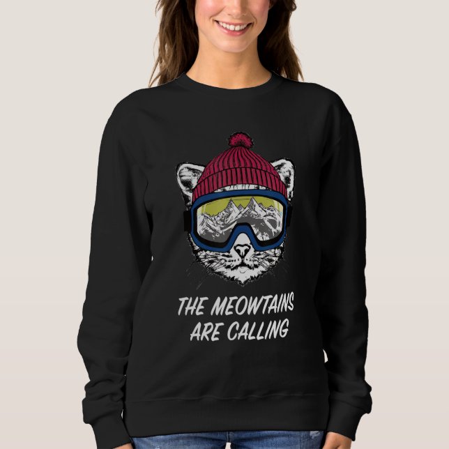 Moletom Cool Snowboard Ski Lover Mountain Skier Funny Cat  (Frente)
