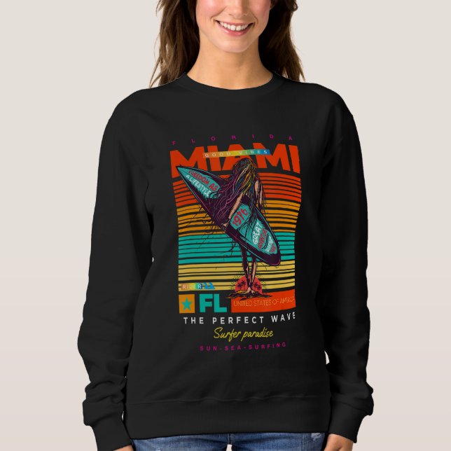 Moletom Cool Summer Miami FL. Adventure Illustration Outfi (Frente)