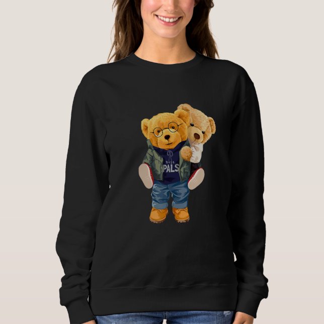 Moletom Cool Teddy Bear Boys Best Friends Style Illustrati (Frente)