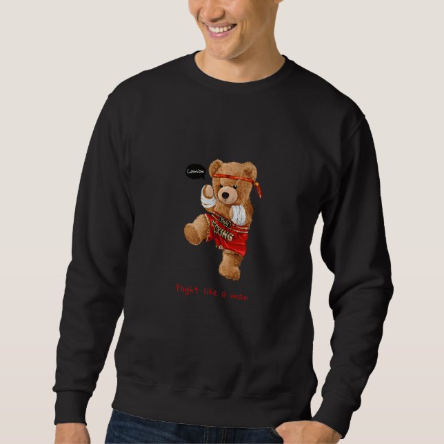 Moletom Cool Teddy Bear Man Boxing Fight Style Illustratio (Frente)