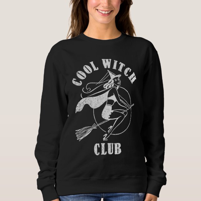 Moletom Cool Witch Club Halloween Retro Witch sorceress (Frente)