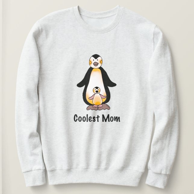 Moletom Coolest Mom Penguin Family Design (Frente do Design)