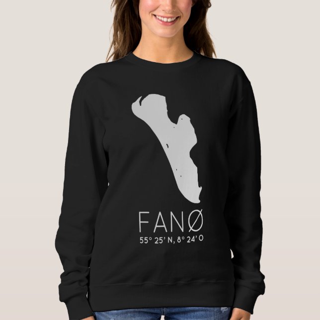 Moletom Coordenadas Fanø Dinamarca Island Fanö Silhouette  (Frente)