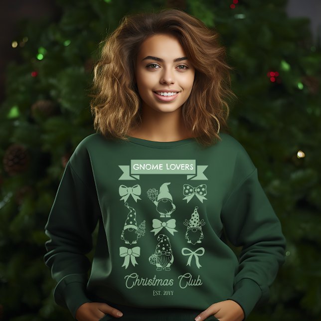 Moletom Coquette Gnome Lovers Christmas Club -Sage | Branc (Coquette Gnome Lovers Christmas Club Sage Green Sweatshirt)