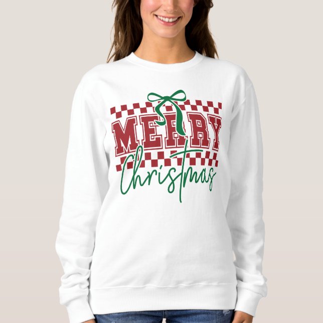 Moletom Coquette Retro Merry Christmas Trendy Typography (Frente)