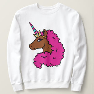 Moletom Cor-de-rosa quente afro Unicorn