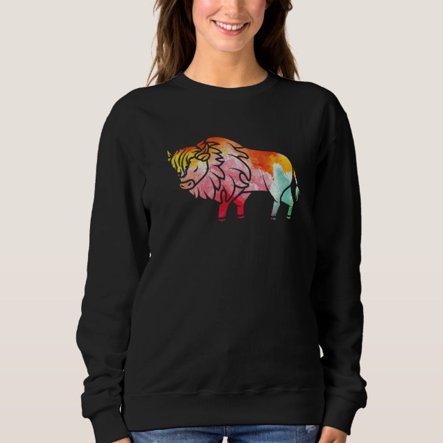 Moletom Cor do Búfalo Bison Animais da Vida Selvagem do Zo (Frente)