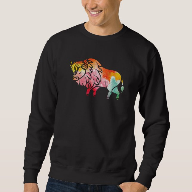 Moletom Cor do Búfalo Bison Animais da Vida Selvagem do Zo (Frente)