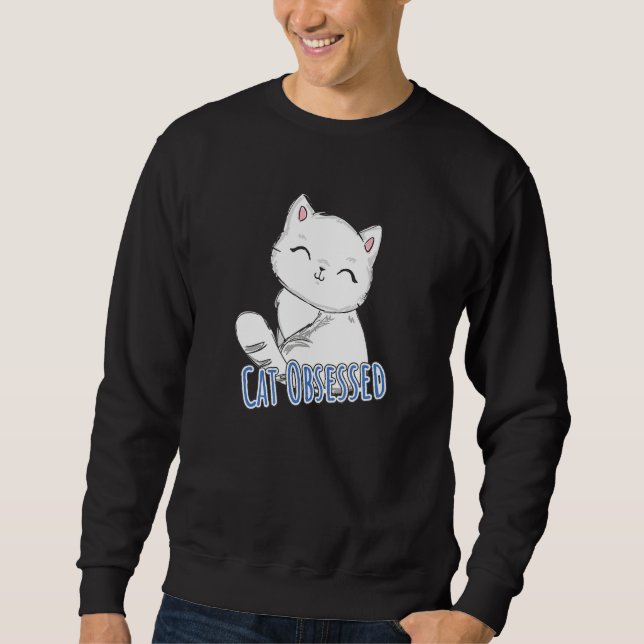 Moletom Coração Bonito Obcecado por Gato (Frente)