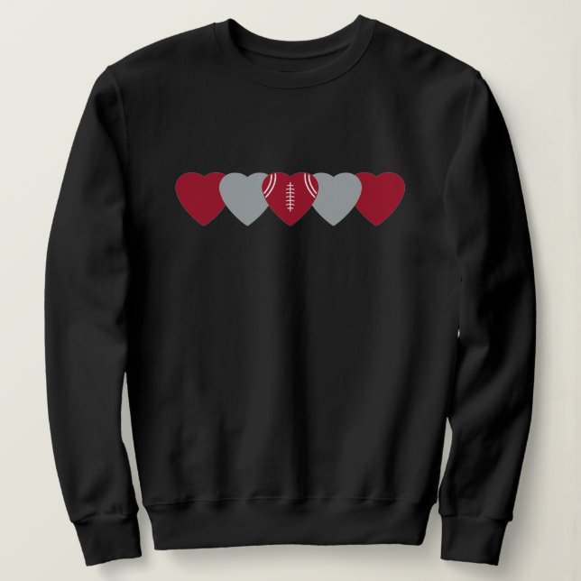 Moletom Coração Branco e Vermelho Futebol Escuro (Frente do Design)