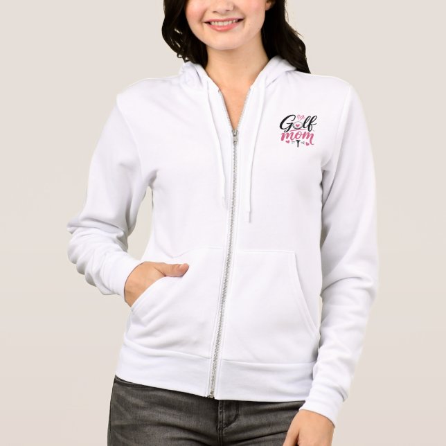 Moletom Coração de Bola de Golfe Rosa Caligrafia de Mãe (Frente)