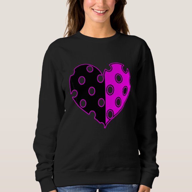 Moletom Coração de Bolinhas em Preto e Rosa (Frente)