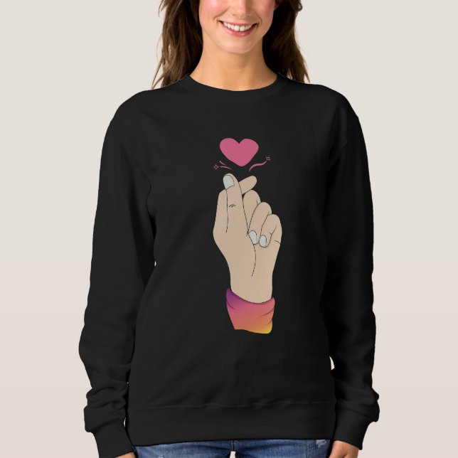 Moletom Coração de Dedo, Camisa-Pop Coreano KPop Merchandi (Frente)