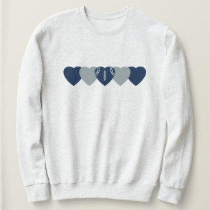 Moletom Coração de Futebol Azul e Prata Escuro