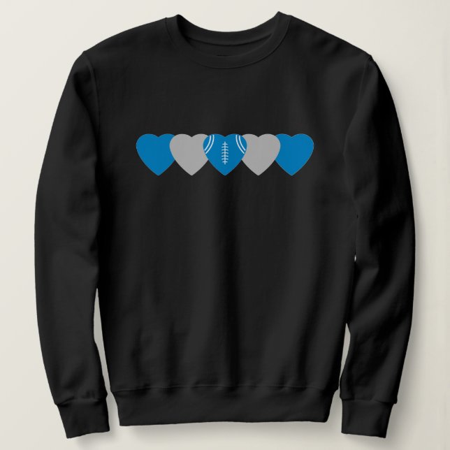 Moletom Coração de Futebol Azul e Prata Escuro (Frente do Design)