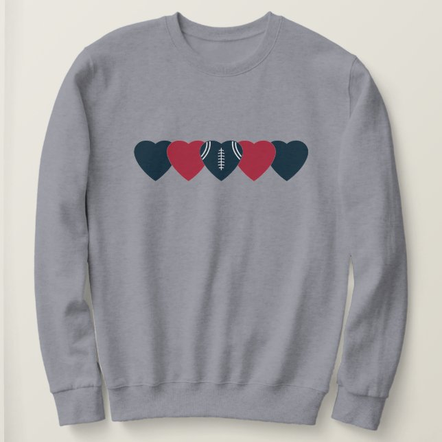 Moletom Coração de Futebol Azul e Vermelho Escuro (Frente do Design)
