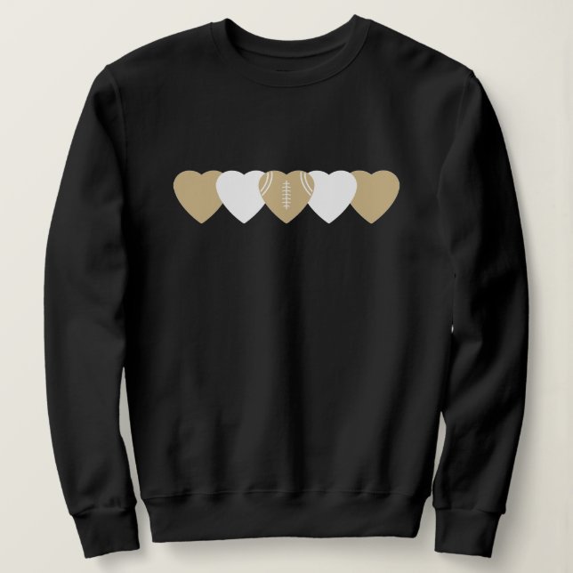 Moletom Coração de Futebol do New Orleans Saints Escuro (Frente do Design)
