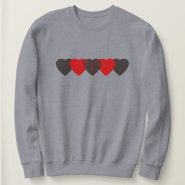 Moletom Coração de Futebol Vermelho e Pewter Escuro (Frente do Design)