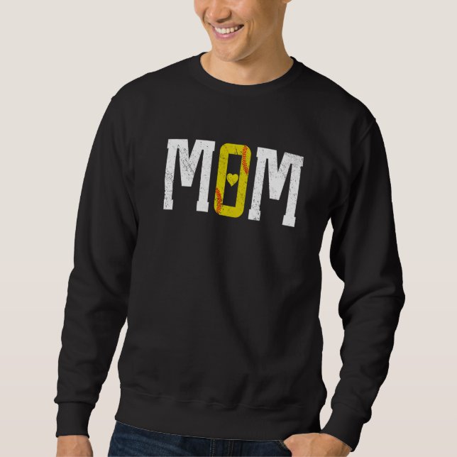 Moletom Coração de Mãe de Softbol   (Frente)