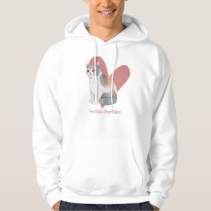 Moletom Coração Rosa-Gatinho de Aquarela de Cabra Curta Br