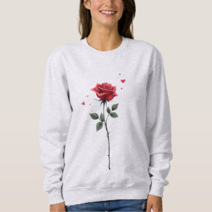 Moletom Coração Simples Rosa vermelha - Dia do Namorados E