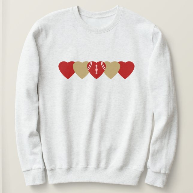 Moletom Coração Vermelho e Dourado de Futebol (Frente do Design)